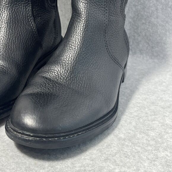 Tory‎ Burch Christy Boots Womens 7M Leather Knee High Black Tall Riding Zip Gold - Picture 7 of 16